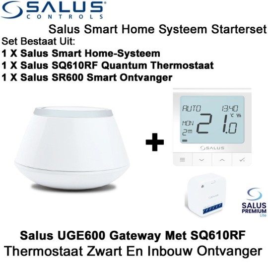 Salus Starterset UGE600 Home Gateway Met SQ610RF Quantum Thermostaat en SR600 of SPE600 Ontvanger|Luchtreinigeronline