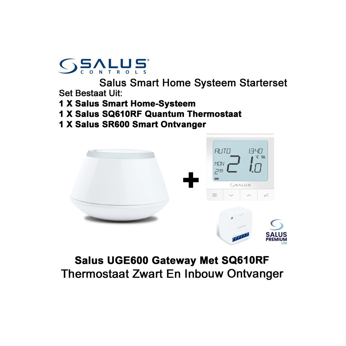 Salus Starterset UGE600 Home Gateway Met SQ610RF Quantum Thermostaat en SR600 of SPE600 Ontvanger|Luchtreinigeronline