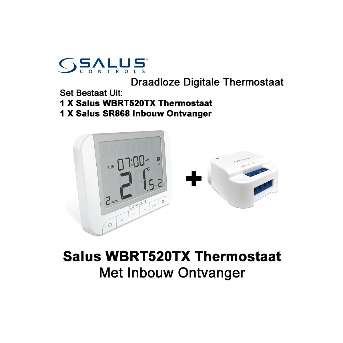 Salus WBRT520TX+ draadloze thermostaat met SR868 of SPE868 ontvanger|Luchtreinigeronline