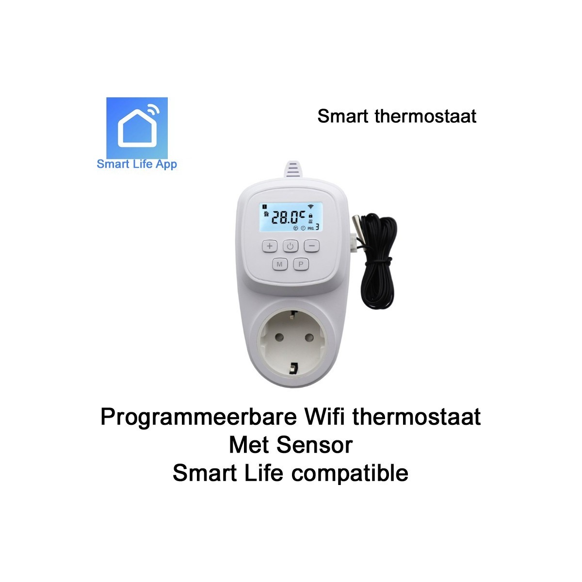 QH Wifi plug-in thermostaat met losse sensor QH-42|Luchtreinigeronline
