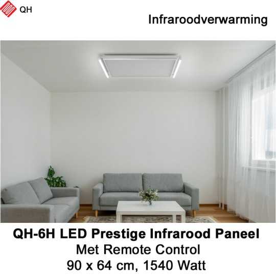 QH-6H LED Prestige Infraroodpaneel 1540 Watt met LED verlichting en thermostaat, 90 x 64 cm|Luchtreinigeronline