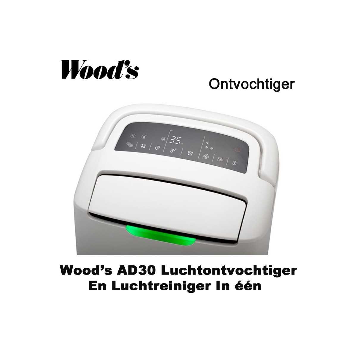 Woods AD30 ontvochtiger en luchtreiniger in één, tot 120 m², gebruikt|Luchtreinigeronline