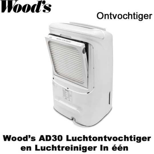 Woods AD30 ontvochtiger en luchtreiniger in één, tot 120 m², gebruikt|Luchtreinigeronline