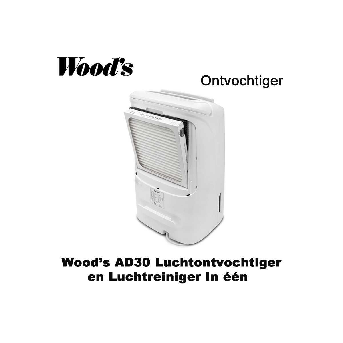 Woods AD30 ontvochtiger en luchtreiniger in één, tot 120 m², gebruikt|Luchtreinigeronline